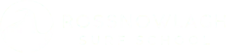 White Rossnowlagh Surf School Logo for dark background